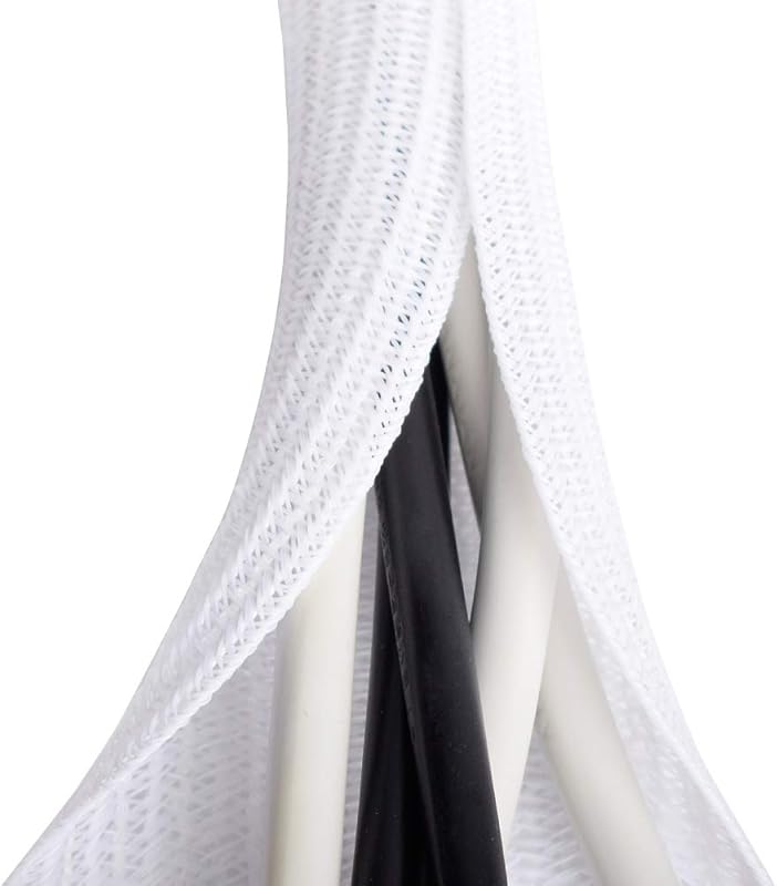 6.6ft White Cable Sleeve - 4/5 Inch Wire Organizer Wrap Cover for Desk