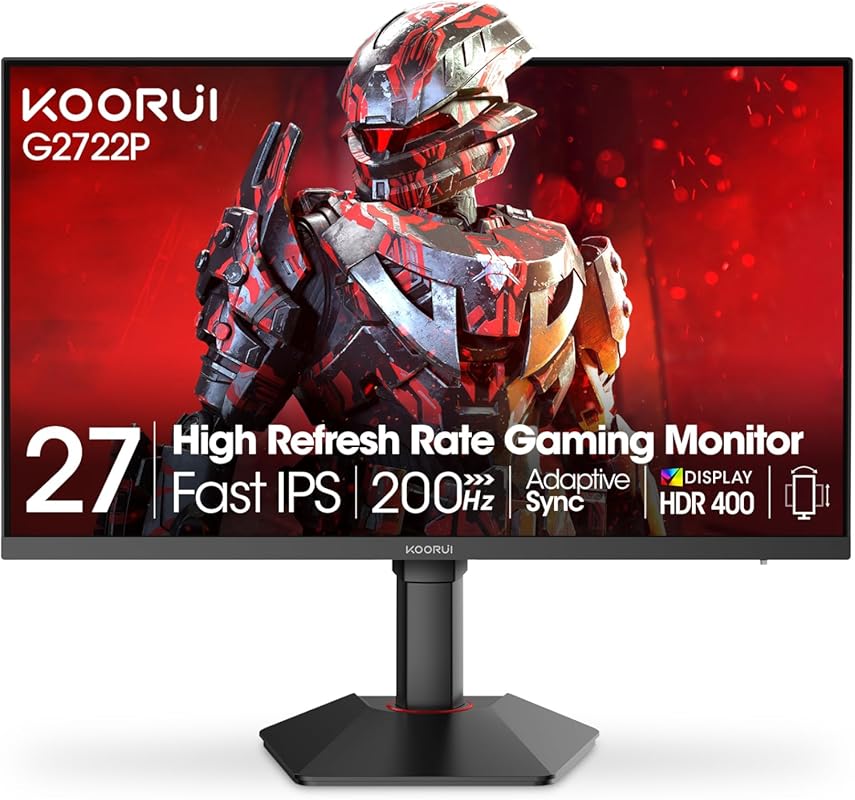 KOORUI 27-Inch QHD Gaming Monitor with 200Hz Refresh, IPS Panel, 1ms R