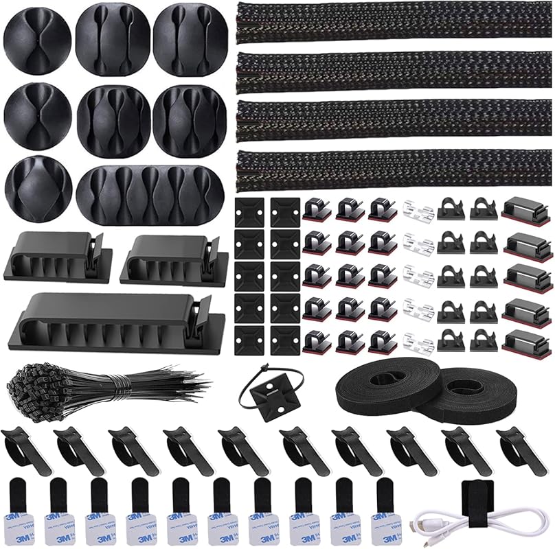 N NOROCME 192-Piece Cable Management Kit - Wire Organizer Sleeves Clip