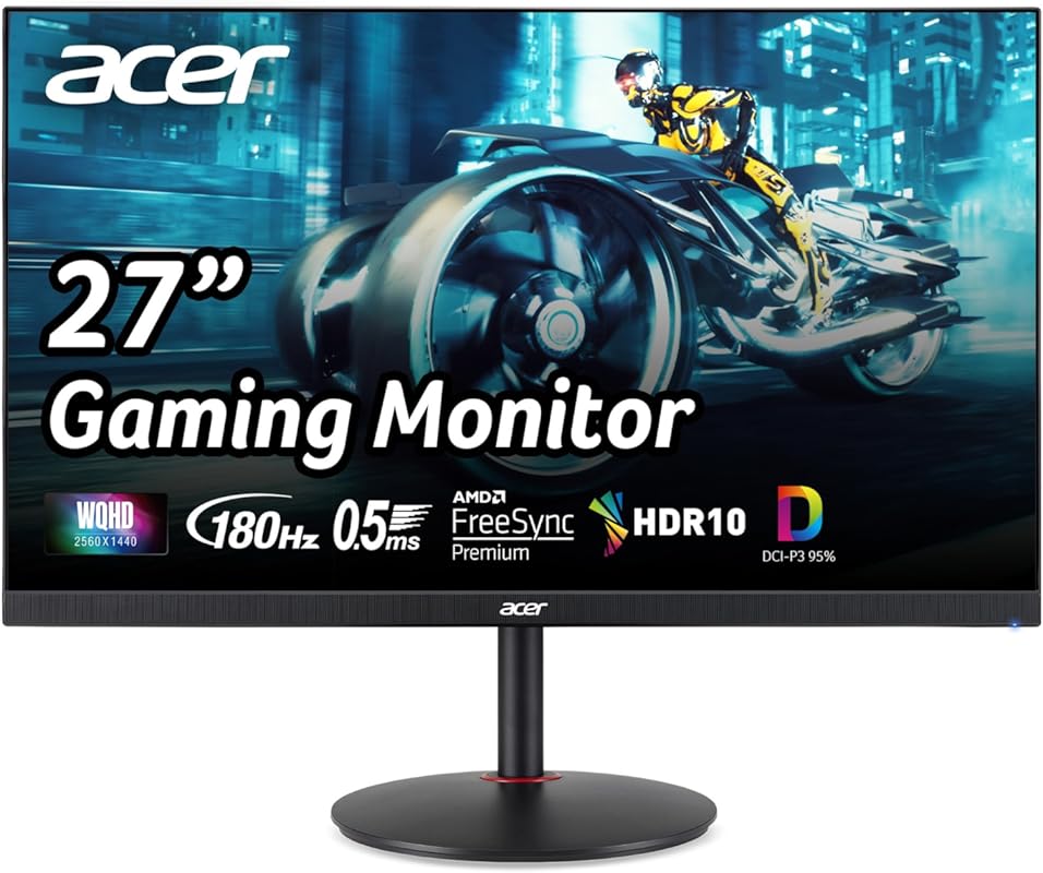 Acer Nitro 27-Inch WQHD Gaming Monitor with 180Hz Refresh, 0.5ms Respo