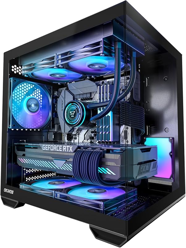 MATX PC Case with Top 240mm Radiator Support, 5 PCIe Slots, Extra PSU