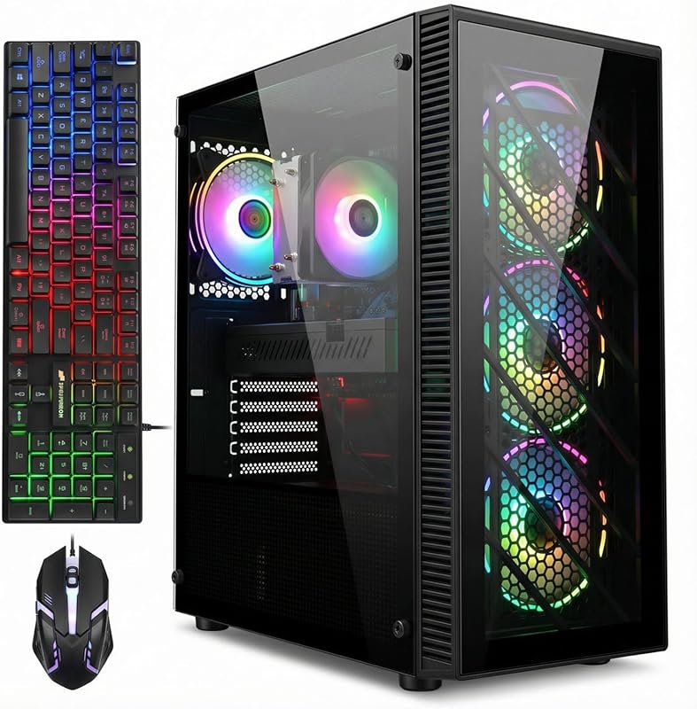 STGAubron Gaming PC: Ryzen 5 5500, 16GB RAM, 512GB SSD, RX 580 8GB, Wi