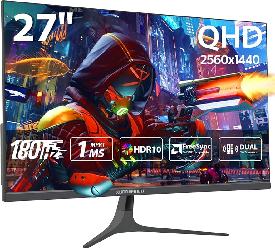 27-Inch 1440P 180Hz Fast IPS Gaming Monitor, 125% sRGB, HDR10, FreeSyn