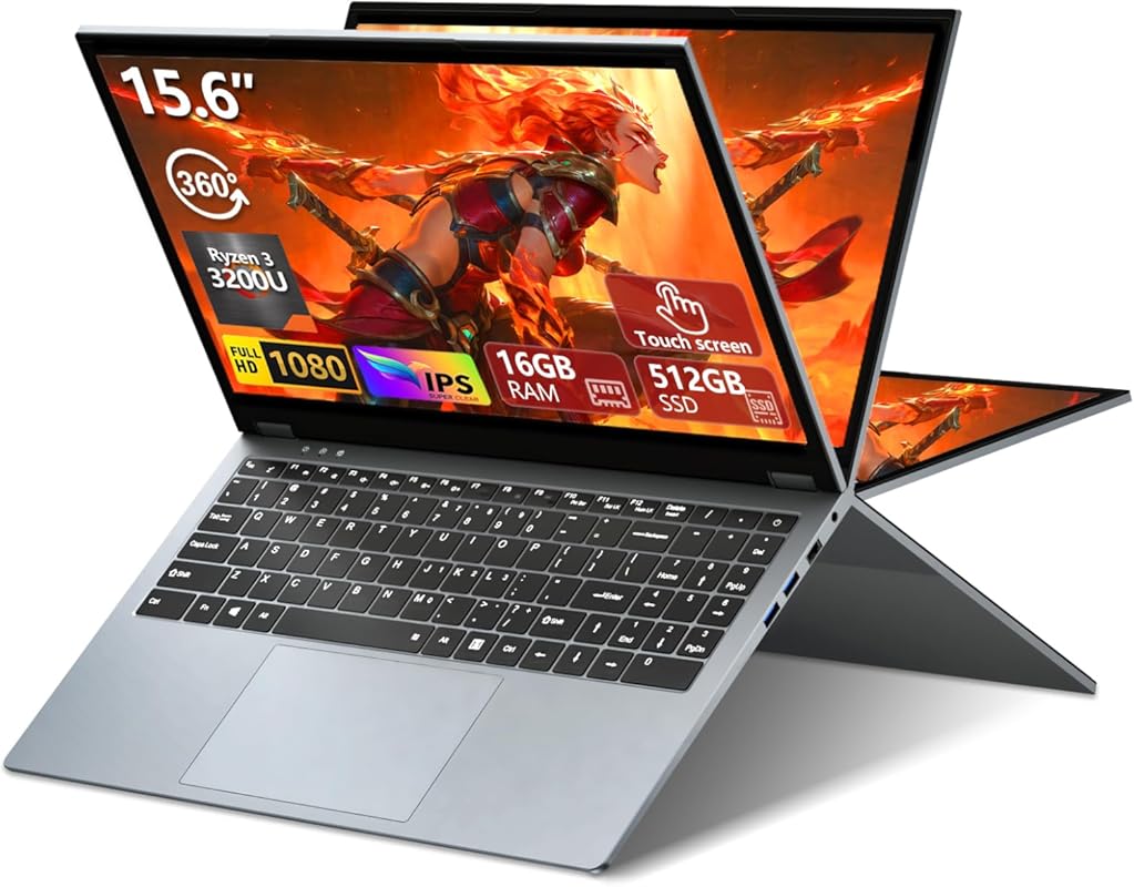 15.6-inch 2-in-1 Laptop FHD Touchscreen AMD Ryzen R3 3200U 16GB RAM 51