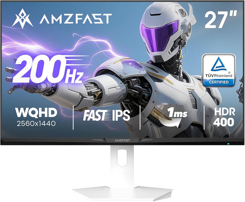 Amzfast 27-Inch 1440P Gaming Monitor, 200Hz/180Hz, 1ms MPRT Fast IPS, 