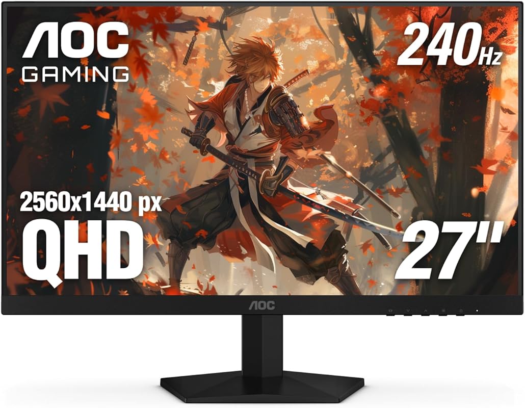 AOC 27-Inch QHD 240Hz Gaming Monitor, Overclock 260Hz, 0.3ms MPRT, IPS