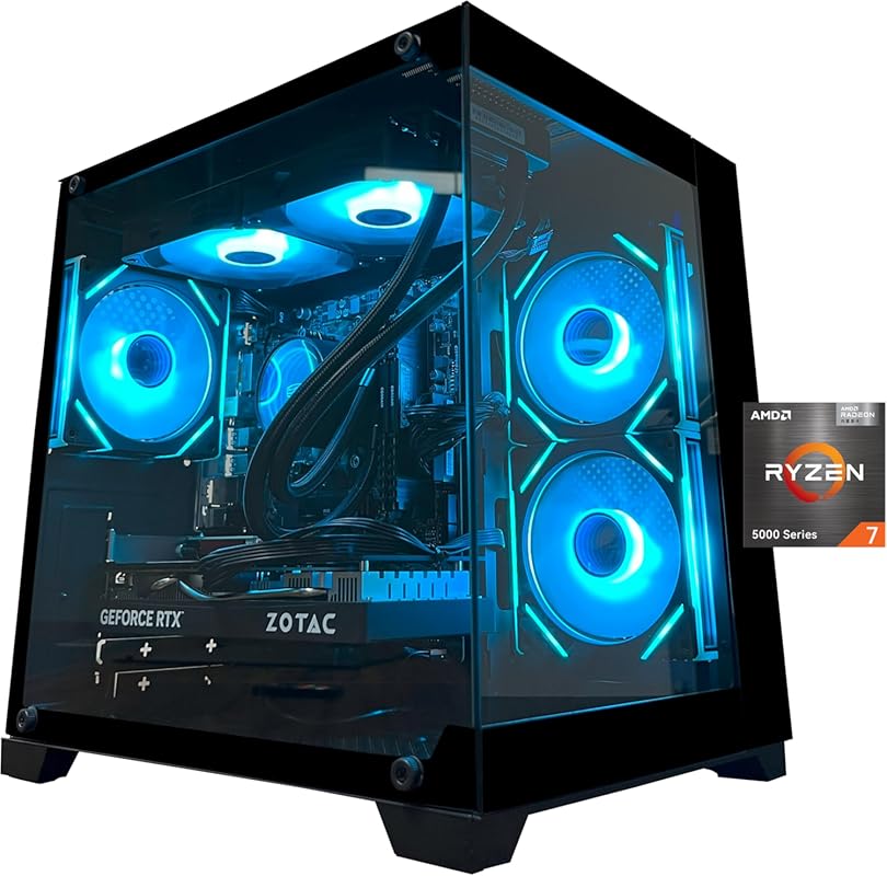 Gaming PC Ryzen 7 5700X, RTX 5060, 32GB RAM, 1TB NVMe SSD, 240mm liqui