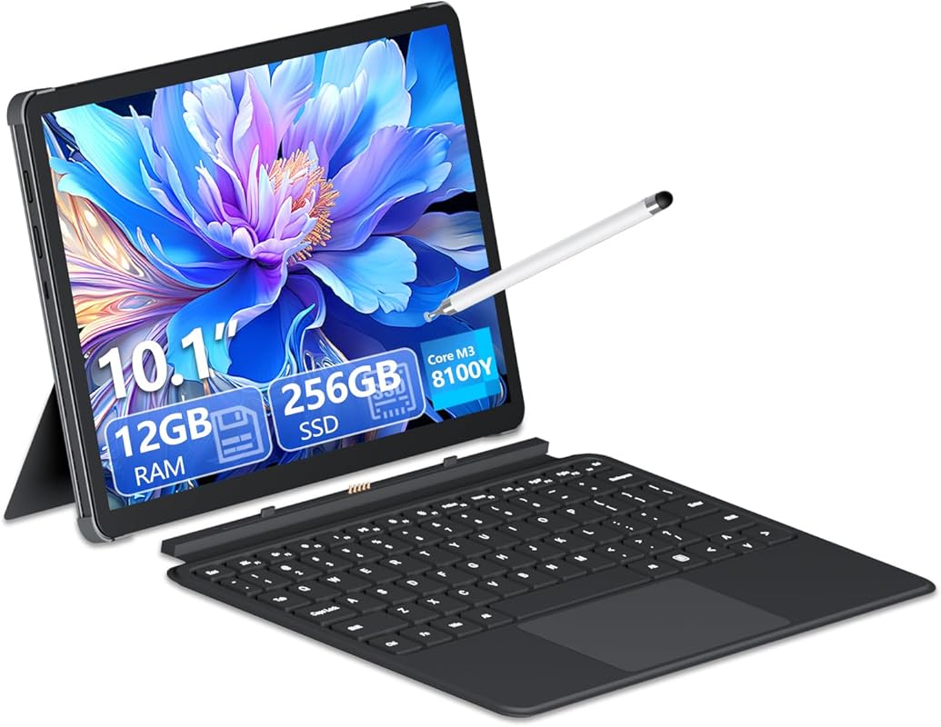 10.1-inch 2-in-1 Tablet Laptop Windows 11 M3-8100Y 12GB RAM 256GB SSD 
