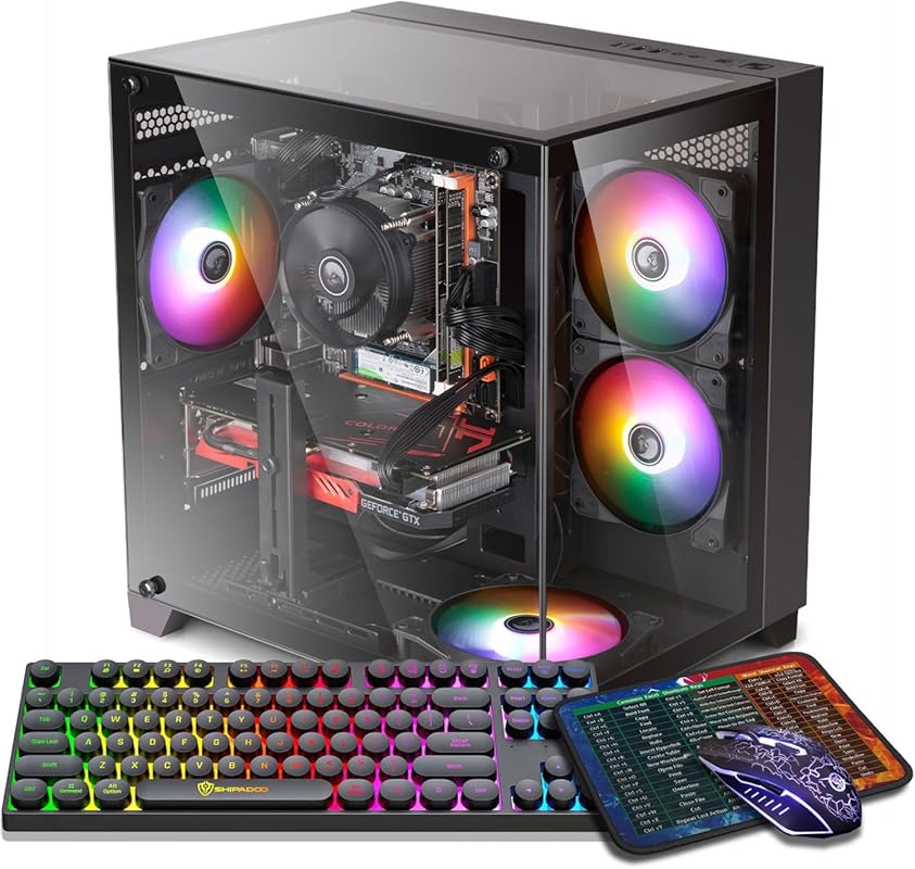 Gaming PC Prebuilt: Ryzen 5 5500 4.2GHz, 16GB DDR4, 512GB NVMe SSD, GT