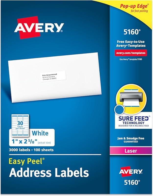 Avery Easy Peel Address Labels 5160, 1