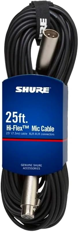 Shure C25J Hi-Flex XLR Microphone Cable 25 Foot with Chrome XLR Connec