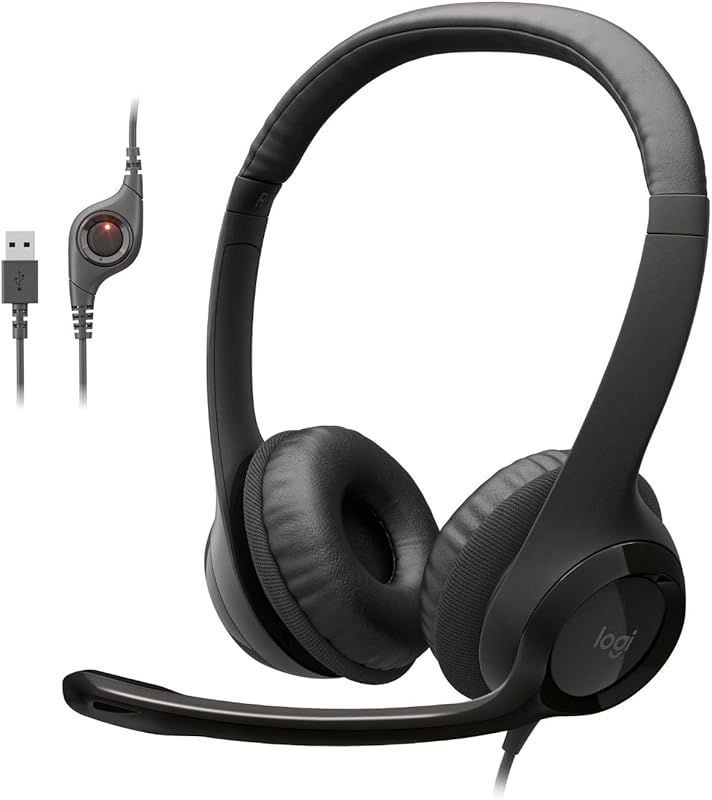 Logitech H390 Wired Headset with Noise Cancelling Microphone, USB-A, I
