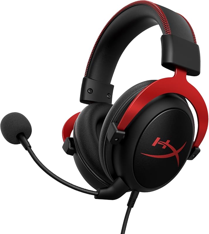 HyperX Cloud II Gaming Headset Red: 7.1 Surround, Memory Foam Pads, Al