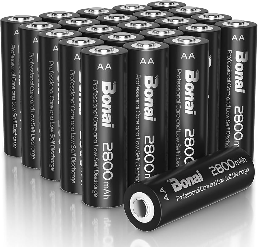 BONAI 2800mAh Ni-MH AA Rechargeable Batteries, High-Capacity Pre-Charg