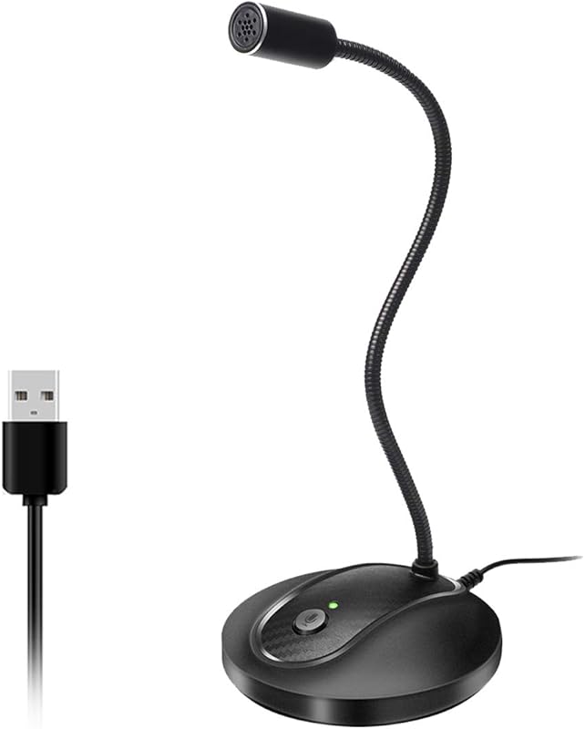 JOUNIVO USB Microphone: 360° Adjustable Gooseneck, Mute Button LED Ind