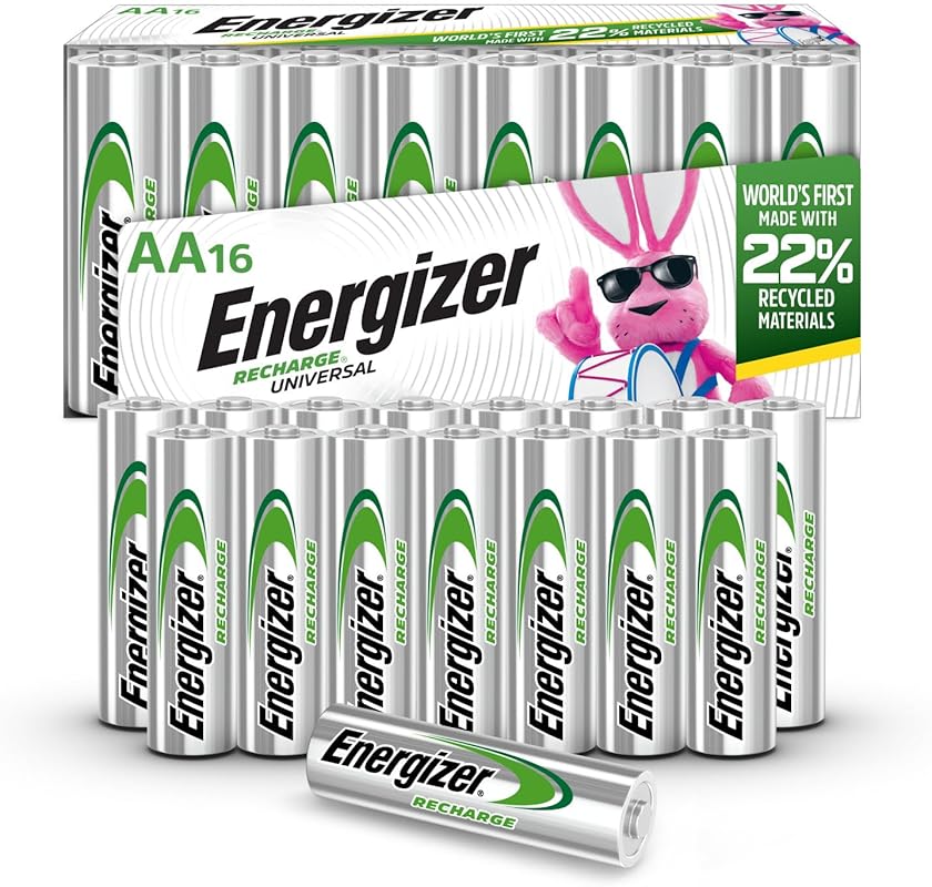 Energizer Recharge Universal AA Rechargeable Batteries, 16-Pack, High-