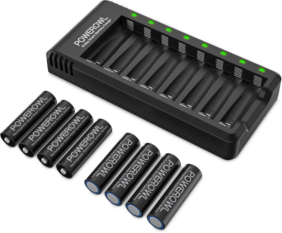 POWEROWL 8-Pack 2800mAh Ni-MH AA Rechargeable Batteries with Smart 8 B
