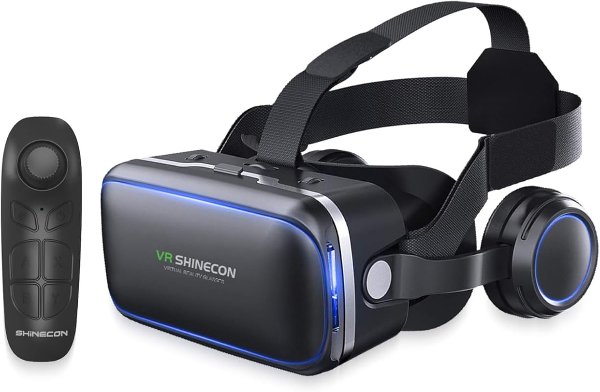 VR Headset with Remote for iPhone Android, 3D Glasses for TV Movies Ga