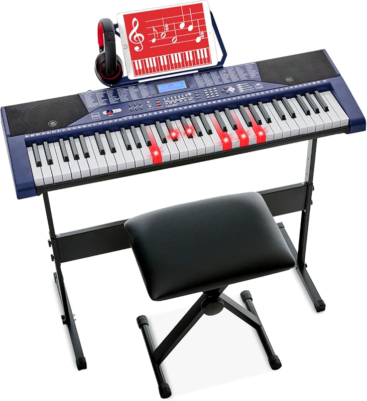 Best Choice Products 61-Key Keyboard Set with Lighted Keys, LCD, Headp