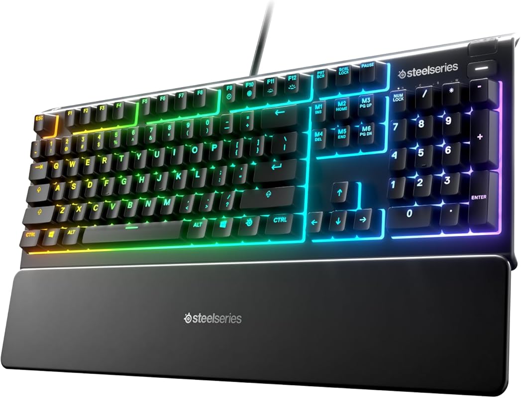 SteelSeries Apex 3 RGB Gaming Keyboard: 10-Zone RGB, IP32 Water Resist