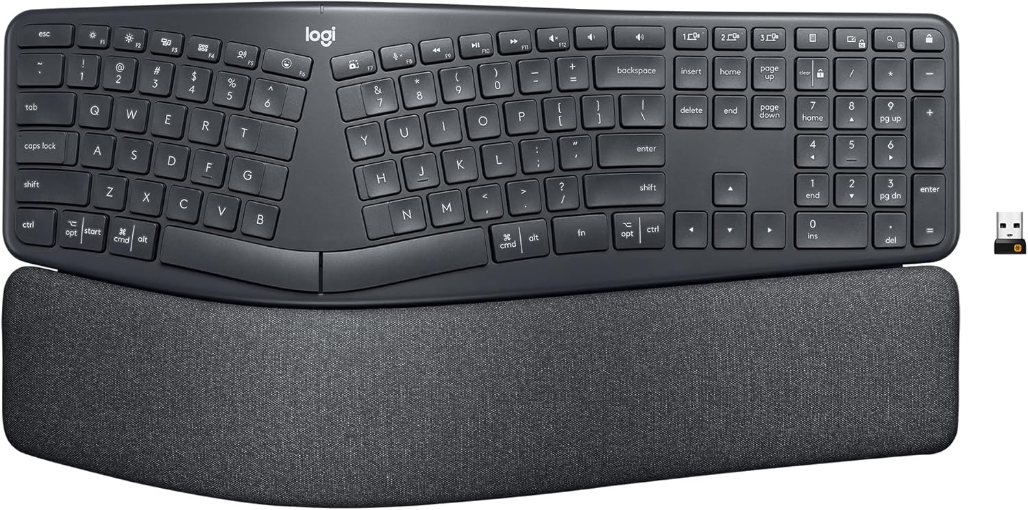 Logitech Ergo K860 Wireless Split Ergonomic Keyboard with Wrist Rest,