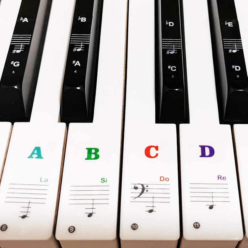 Piano Keyboard Stickers for 88/61/54/49/37 Keys with Bold Letters, Rem