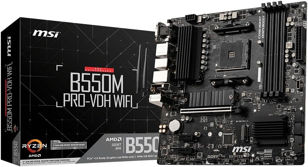 MSI B550M PRO-VDH WiFi Micro-ATX Motherboard: Ryzen 5000/4000/3000, DD