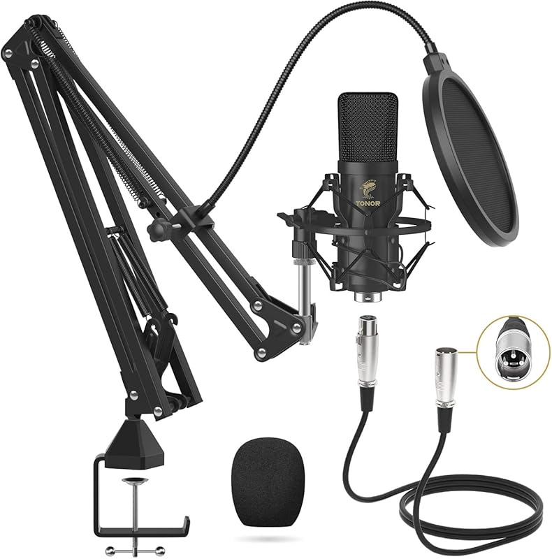 TONOR TC20 Professional XLR Condenser Microphone Kit with T20 Boom Arm