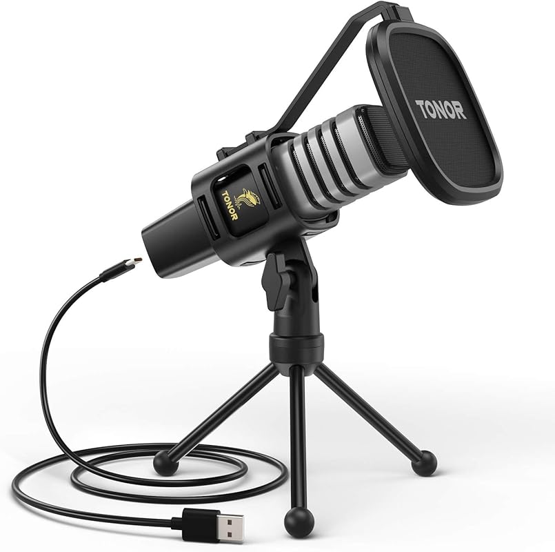 TONOR USB Cardioid Mic with Tripod, Pop Filter & Shock Mount for Gamin