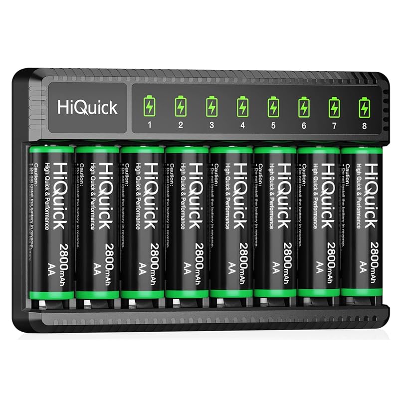 HiQuick 8-Pack 2800mAh Ni-MH AA Rechargeable Batteries with Smart Char