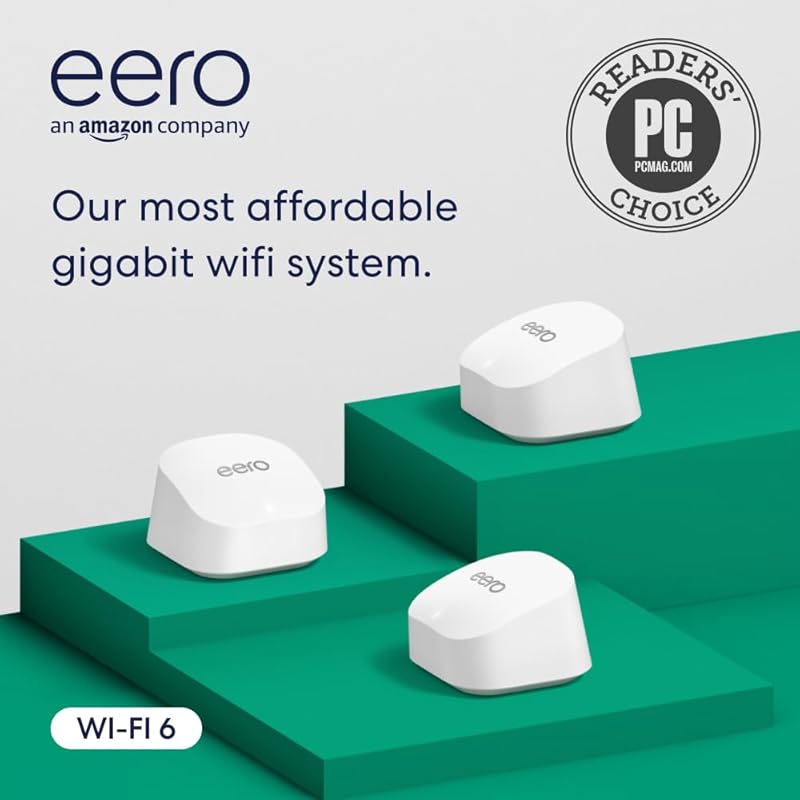Amazon eero 6+ Mesh WiFi System: Gigabit Support, 4500 sq. ft. Coverag