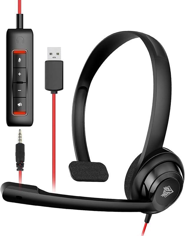 NUBWO HW02 USB Headset with Microphone, Noise Cancelling In-Line Contr