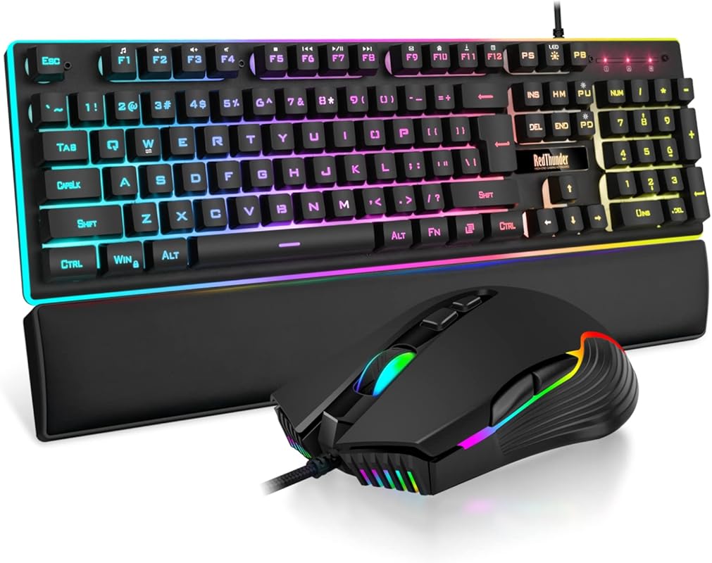 RedThunder K10 Wired 3-in-1 Gaming Set: RGB Backlit Anti-Ghosting Keyb