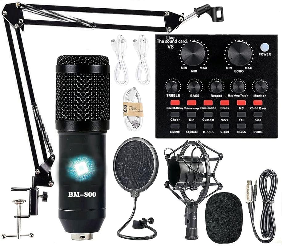 Podcast Microphone Bundle BM-800 Condenser and Voice Changer - Studio