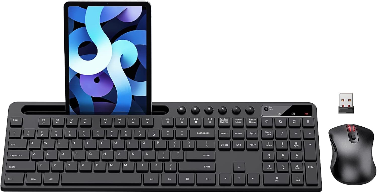 MARVO 2.4G Wireless Keyboard Mouse Combo: Ergonomic, Phone Tablet Hold