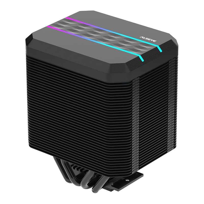 ALSEYE M90 Black Dual Tower Air Cooler Hidden Fan ARGB Light Effect Co