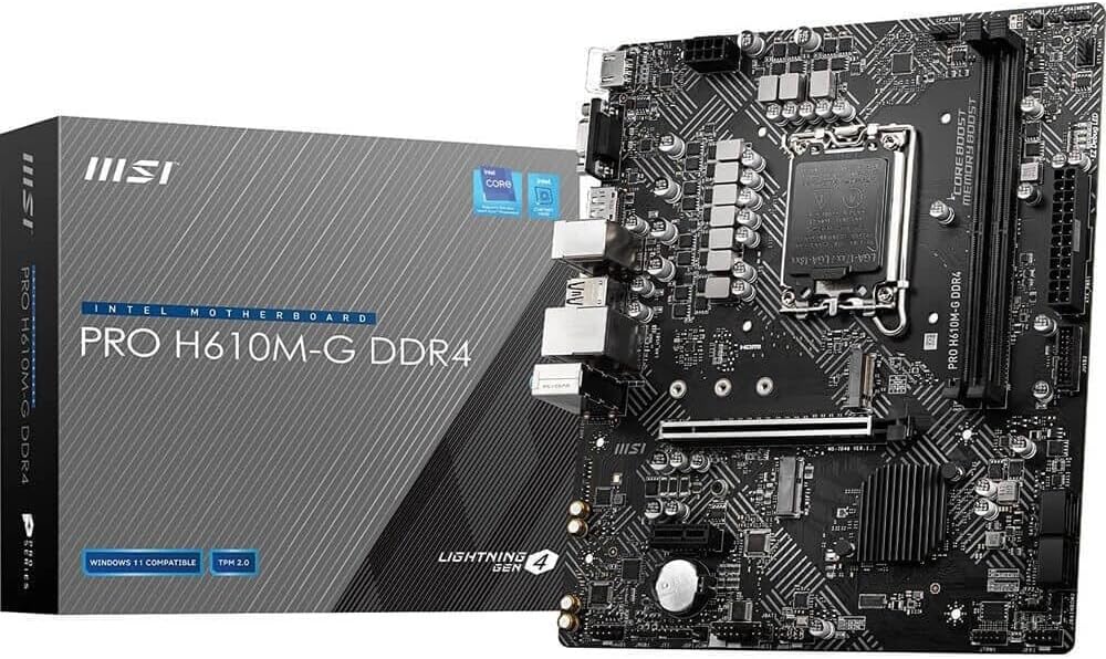MSI PRO H610M-G DDR4 mATX Motherboard Intel 12th-14th Gen PCIe 4 M.2 U