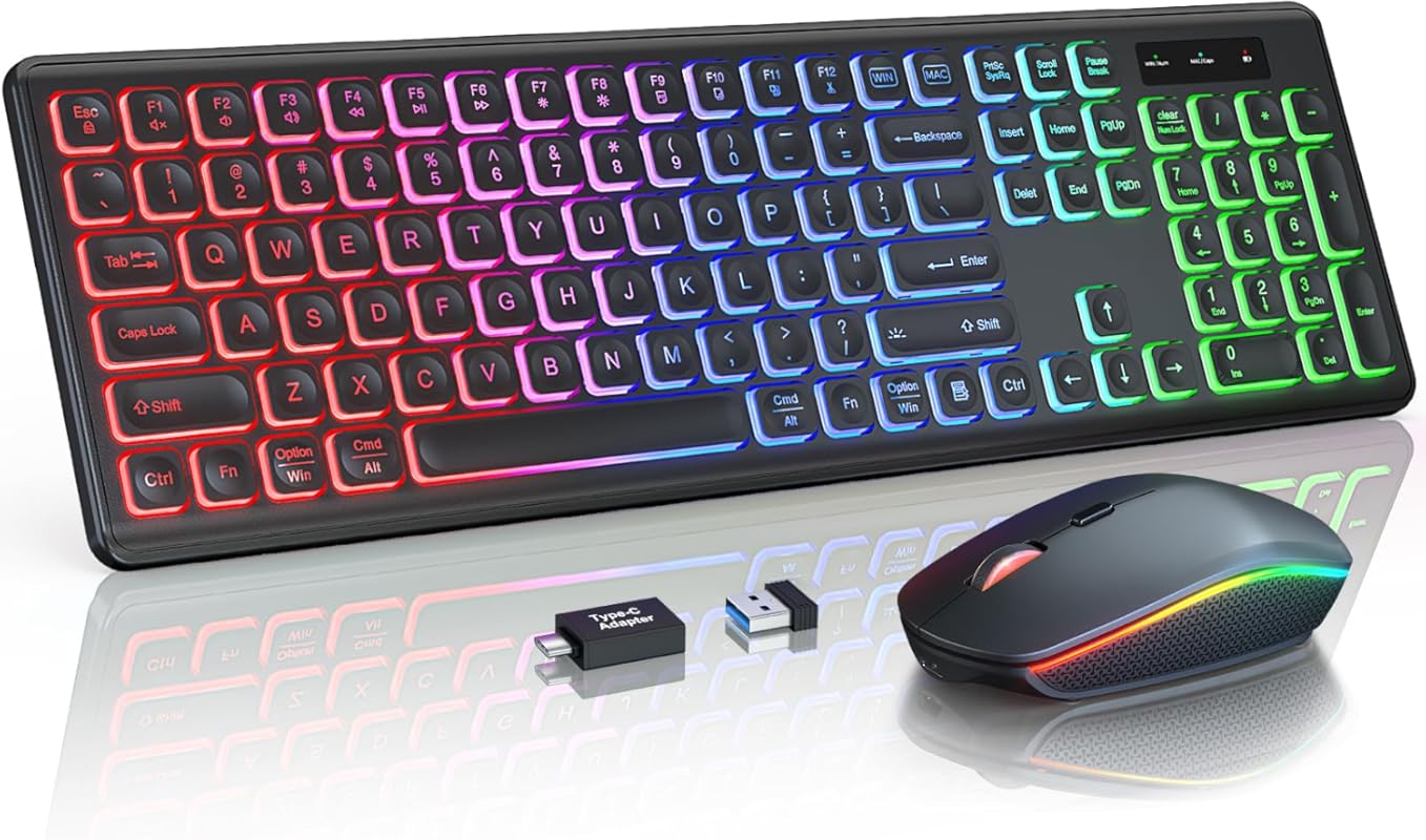 Trueque KM42Pro RGB Backlit Wireless Keyboard Mouse Combo: Rechargeabl