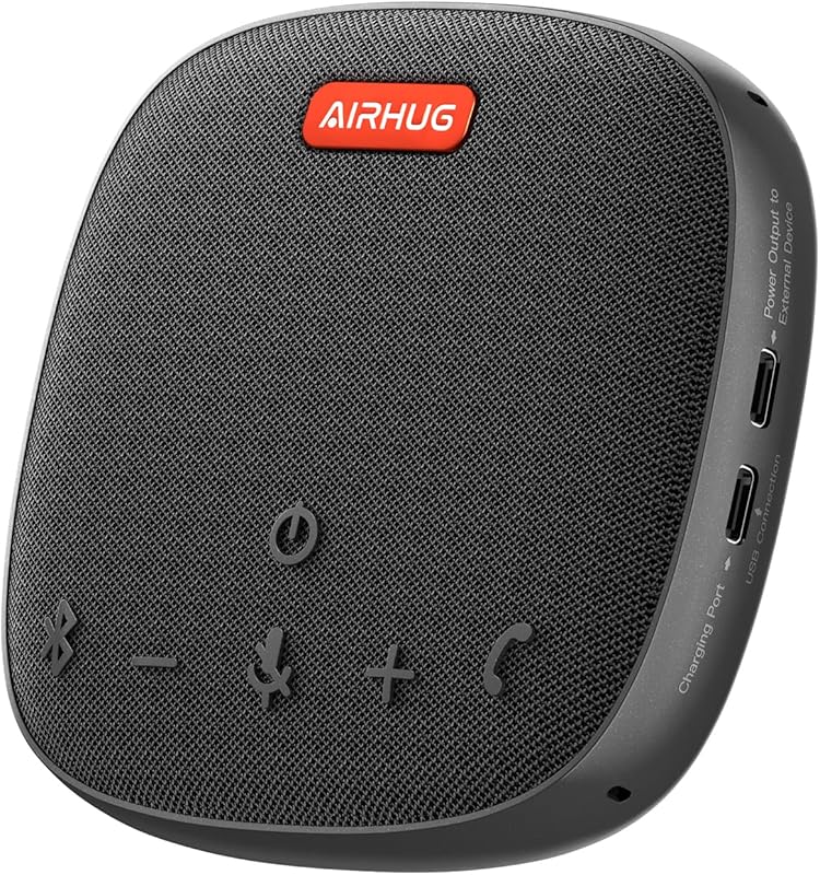 AIRHUG Bluetooth Conference Speaker and Microphone: 360° Voice Pickup,