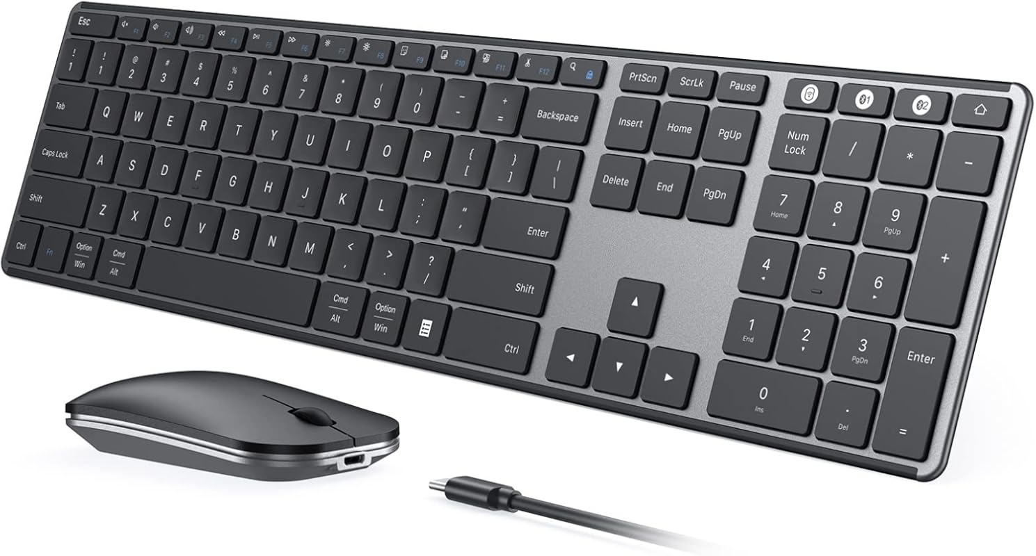 seenda SKM64-3 Wireless Bluetooth Keyboard Mouse Combo: Rechargeable,