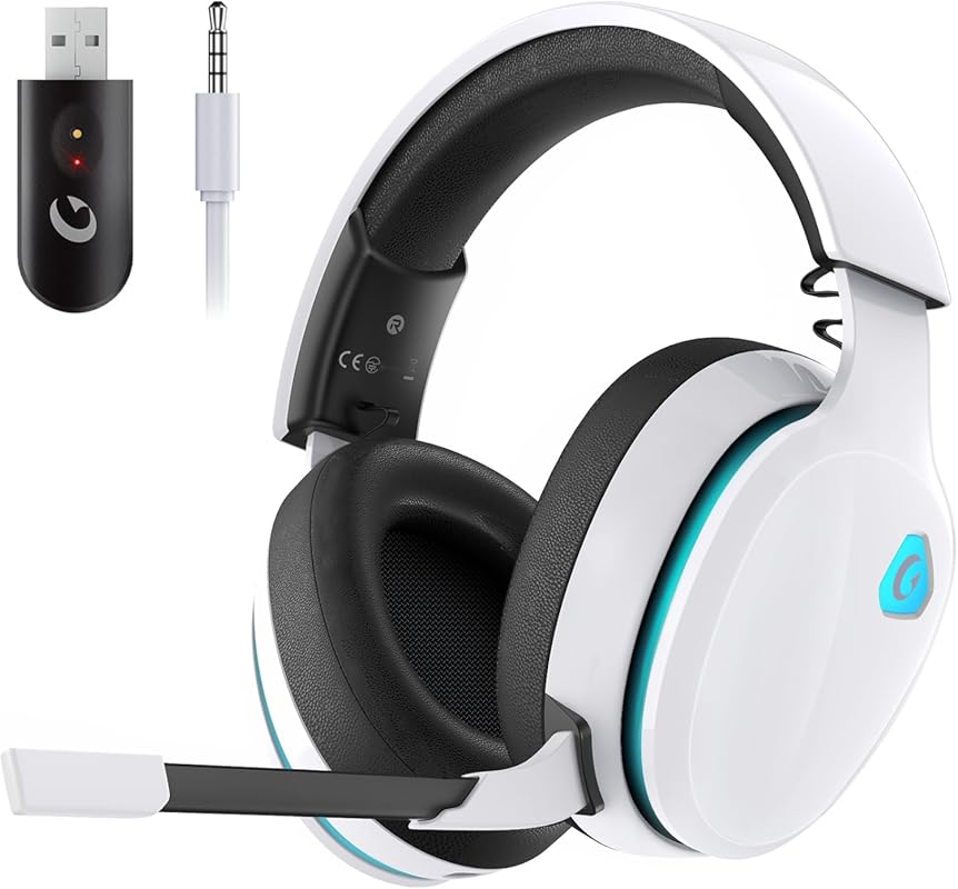 Gtheos 2.4GHz Wireless Gaming Headset with Bluetooth 5.3, Noise Cancel