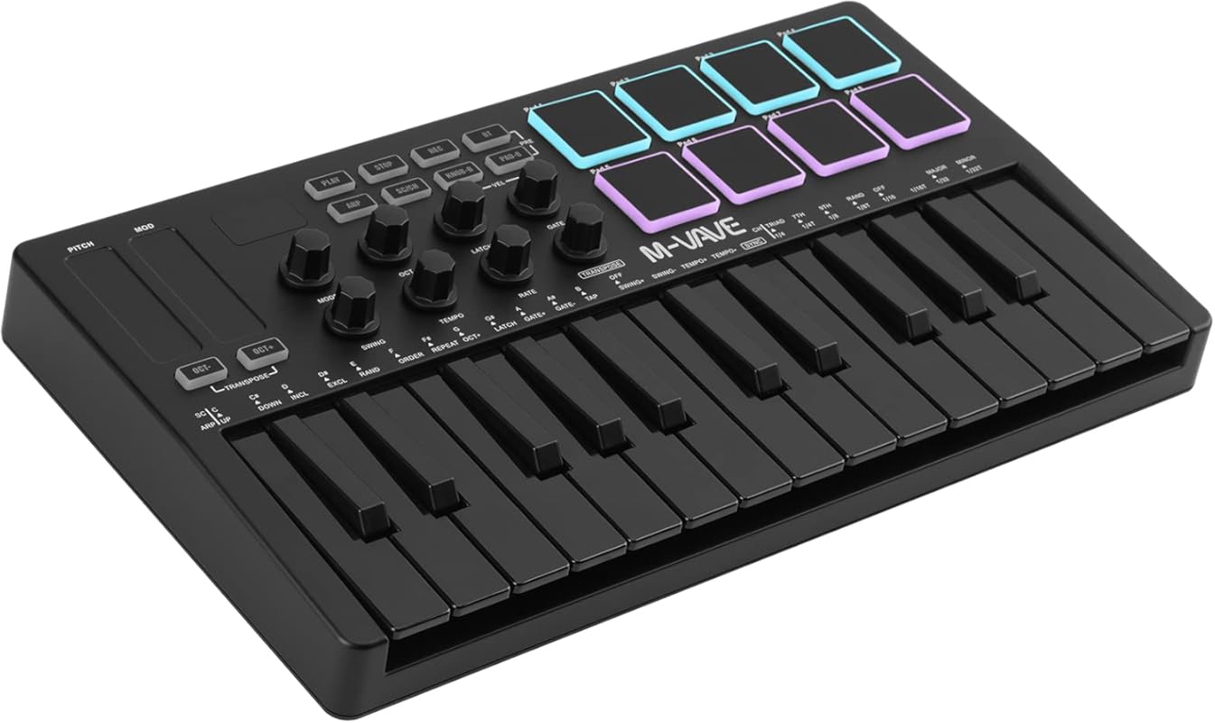 M-VAVE 25-Key USB MIDI Keyboard Controller with Bluetooth, Semi-Weight