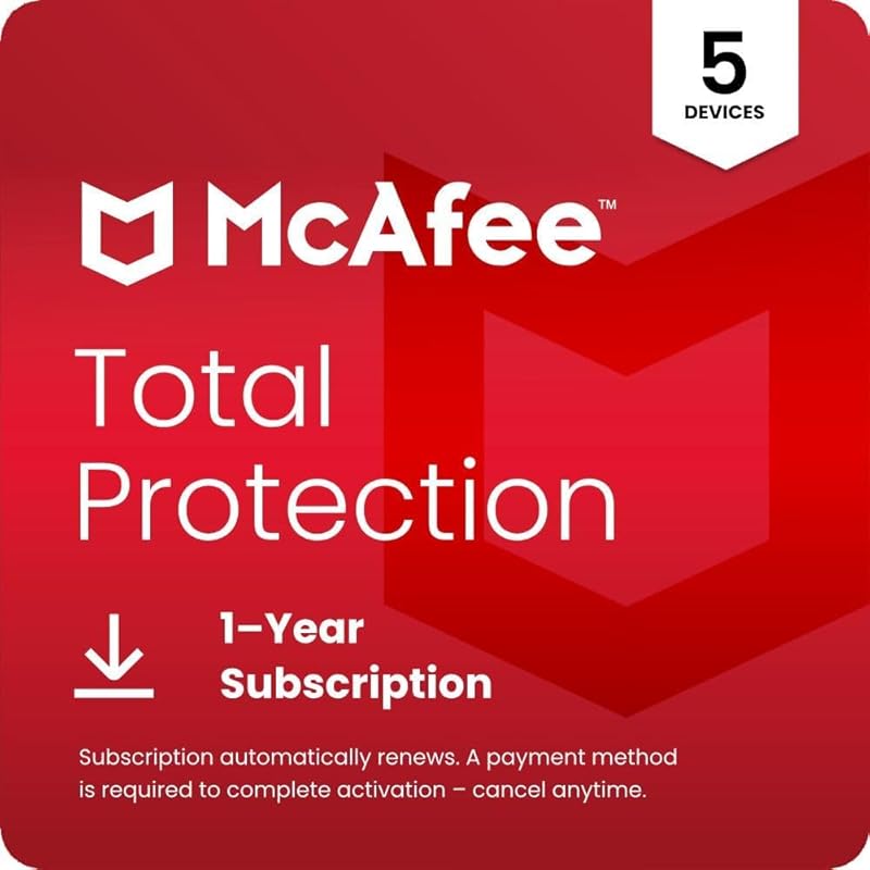 McAfee Total Protection 2026: 5-device antivirus for Windows/Mac with 