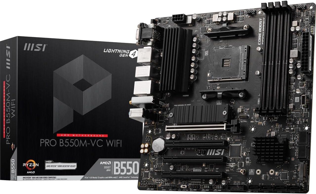 MSI PRO B550M-VC WiFi mATX Motherboard for AMD Ryzen 5000 with DDR4, P
