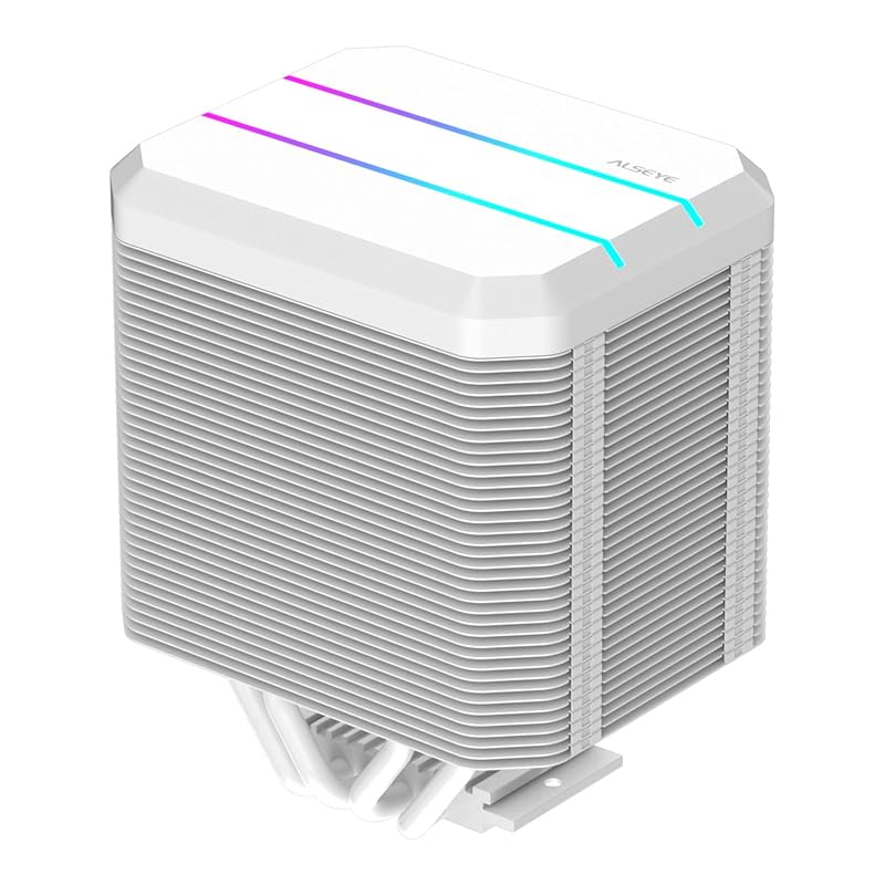 ALSEYE M90 White Dual Tower Air Cooler Hidden Fan ARGB Light Effect Co