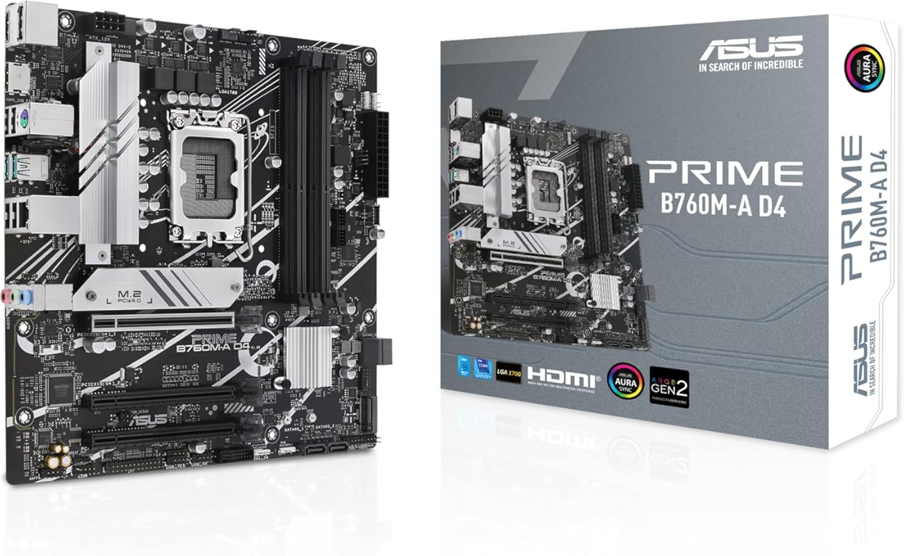 ASUS Prime B760M-A D4 mATX Motherboard Intel 12th-13th Gen DDR4 PCIe 4