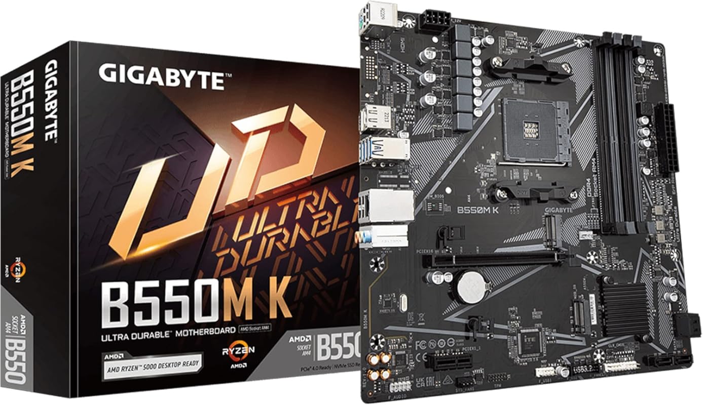 GIGABYTE B550M K Micro-ATX Motherboard for AMD AM4 Ryzen 3000-5000 Ser