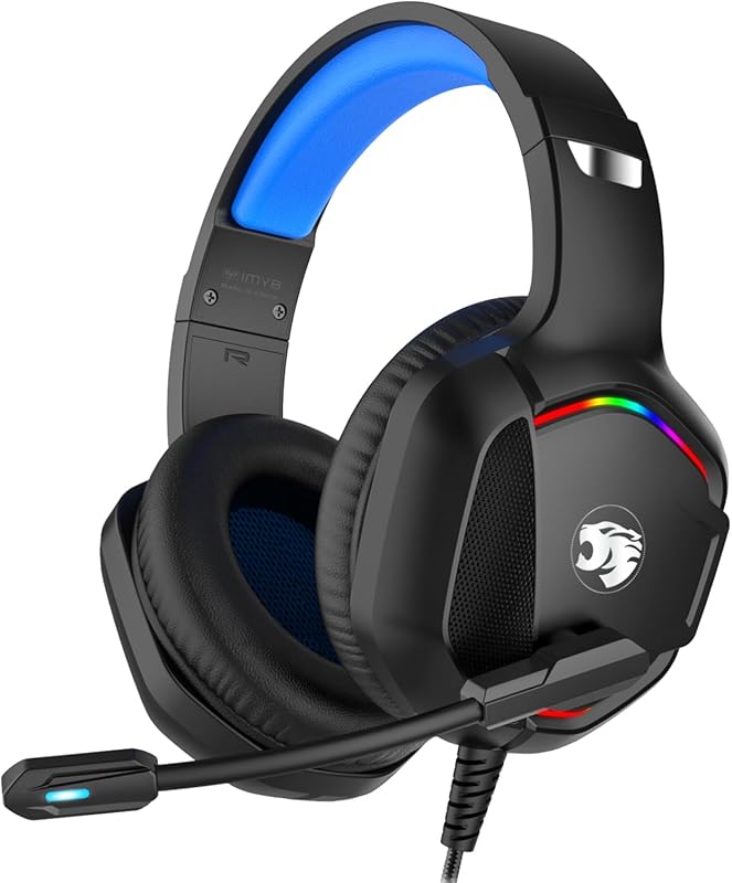 Gaming Headset: Wired Noise Cancelling Earcups RGB for PC Xbox X/S PS4