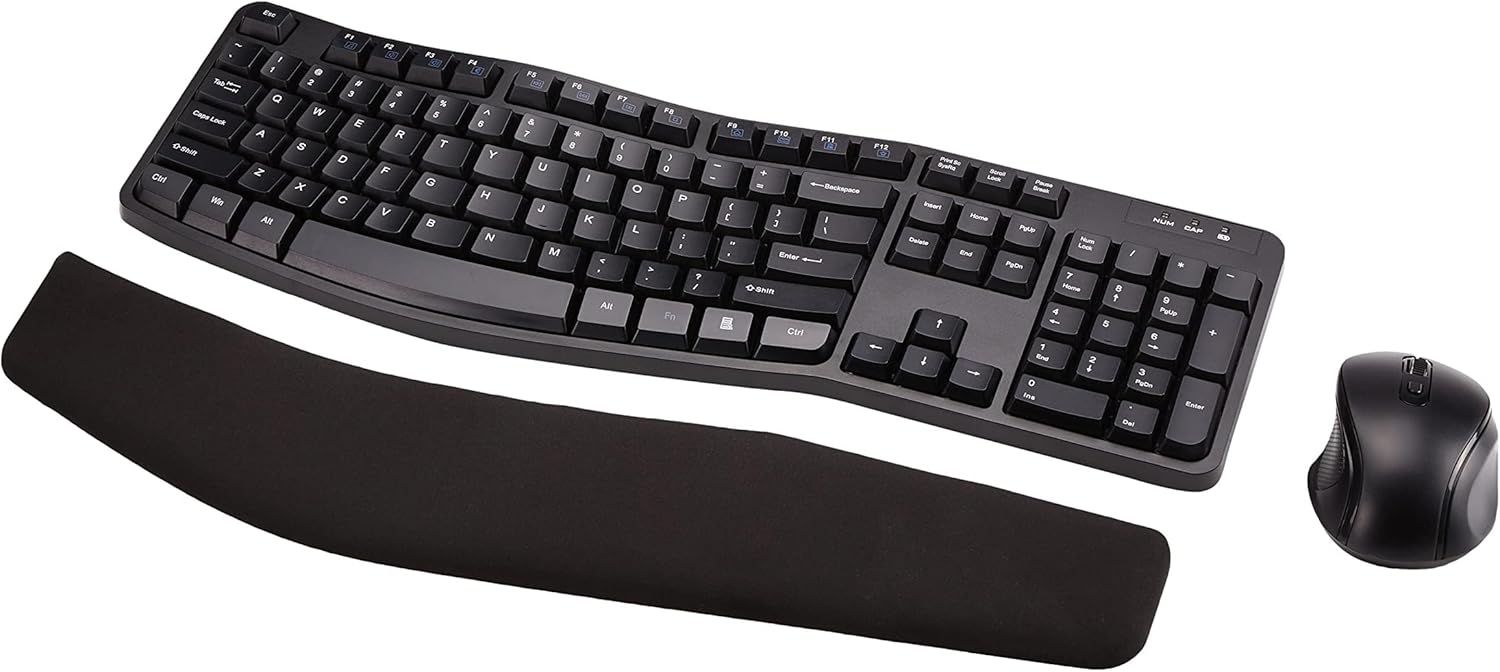 Amazon Basics Ergonomic Wireless Mouse Combo with Wrist Rest 