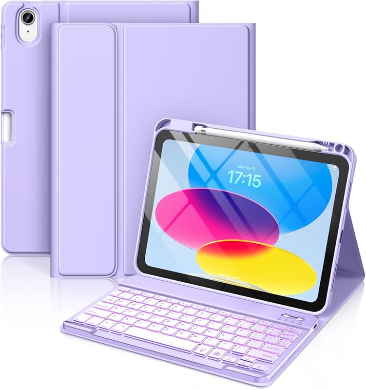 Hamile iPad Keyboard Case for 11th/10th Gen: Wireless Detachable Folio